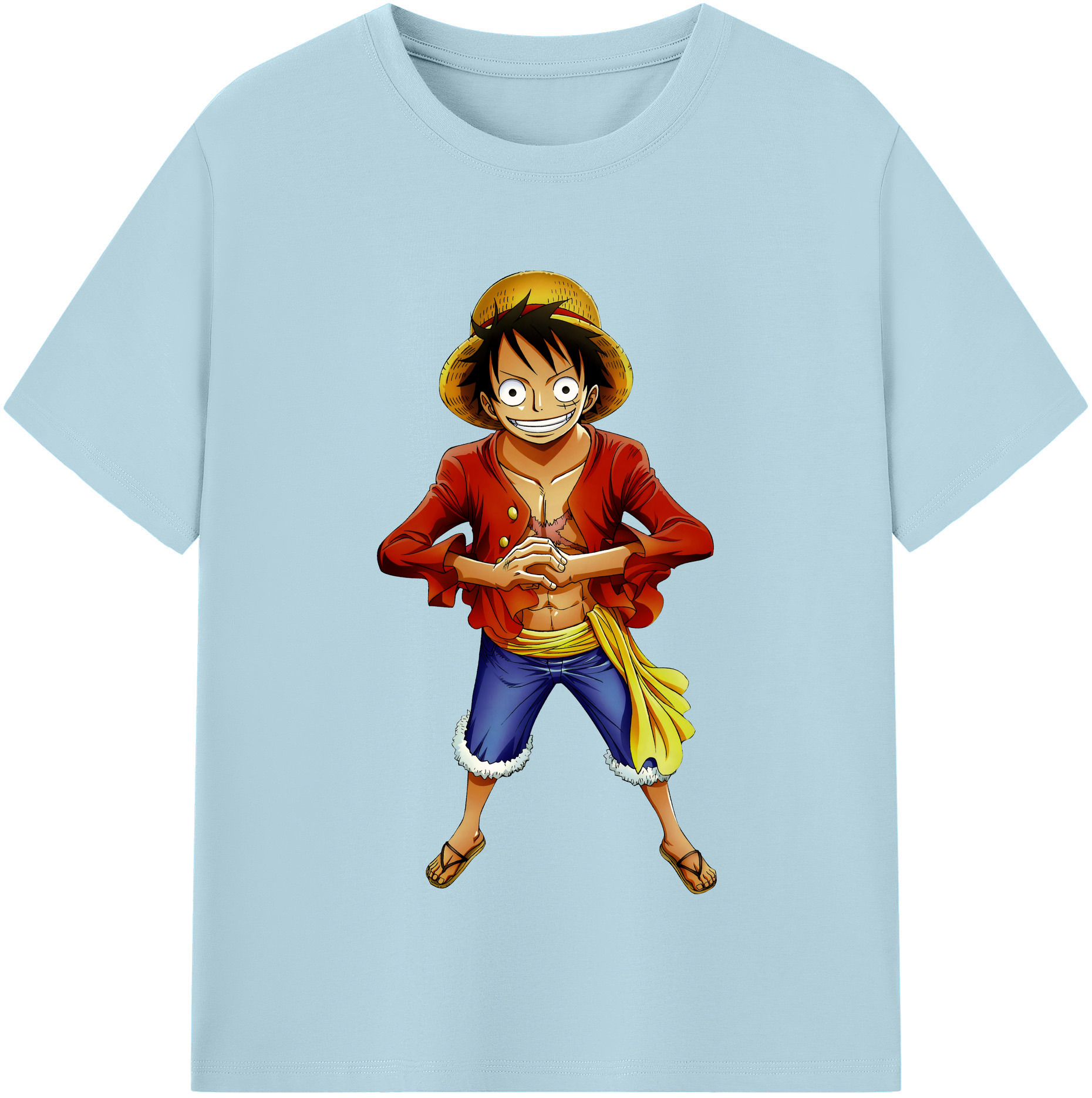 ワンピース モンキー・D・ルフィ ONE PIECE Monkey D. Luffy 綿100％半袖Tシャツ（フロントプリント）
